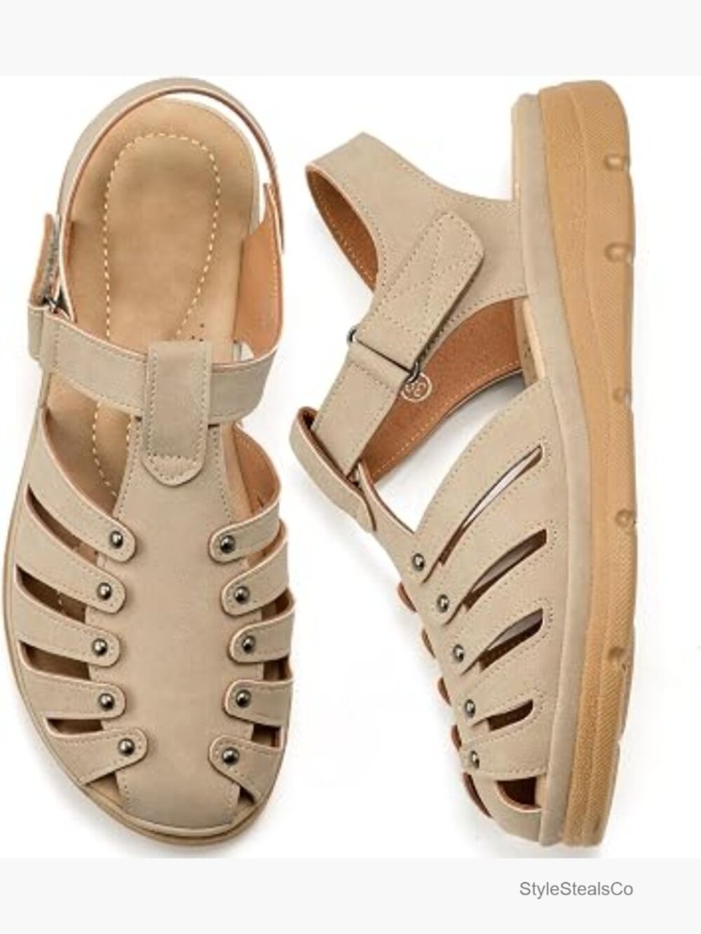 Women's Flat Sandals Round Closed Toe Fisherman Shoes Adjustable Ankle Strap